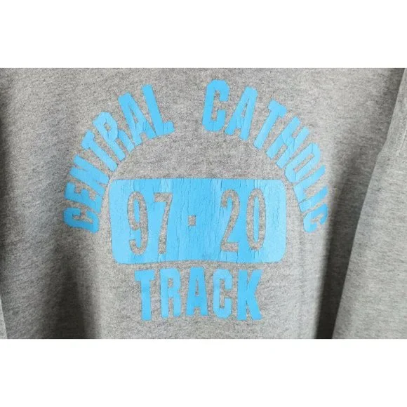 Vintage 90s Russell Athletic 3XL Distressed Central Catholic Track Hoodie USA